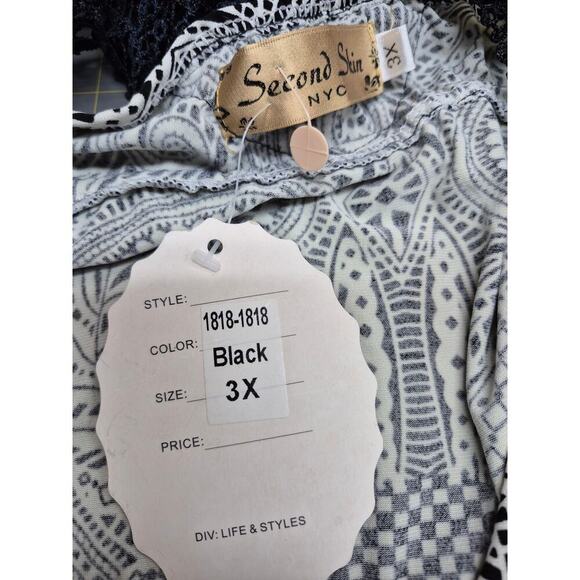 NWT Second Skin Lace Razor Back Polyester Maxi Dress Black/White Sz L - Picture 5 of 7